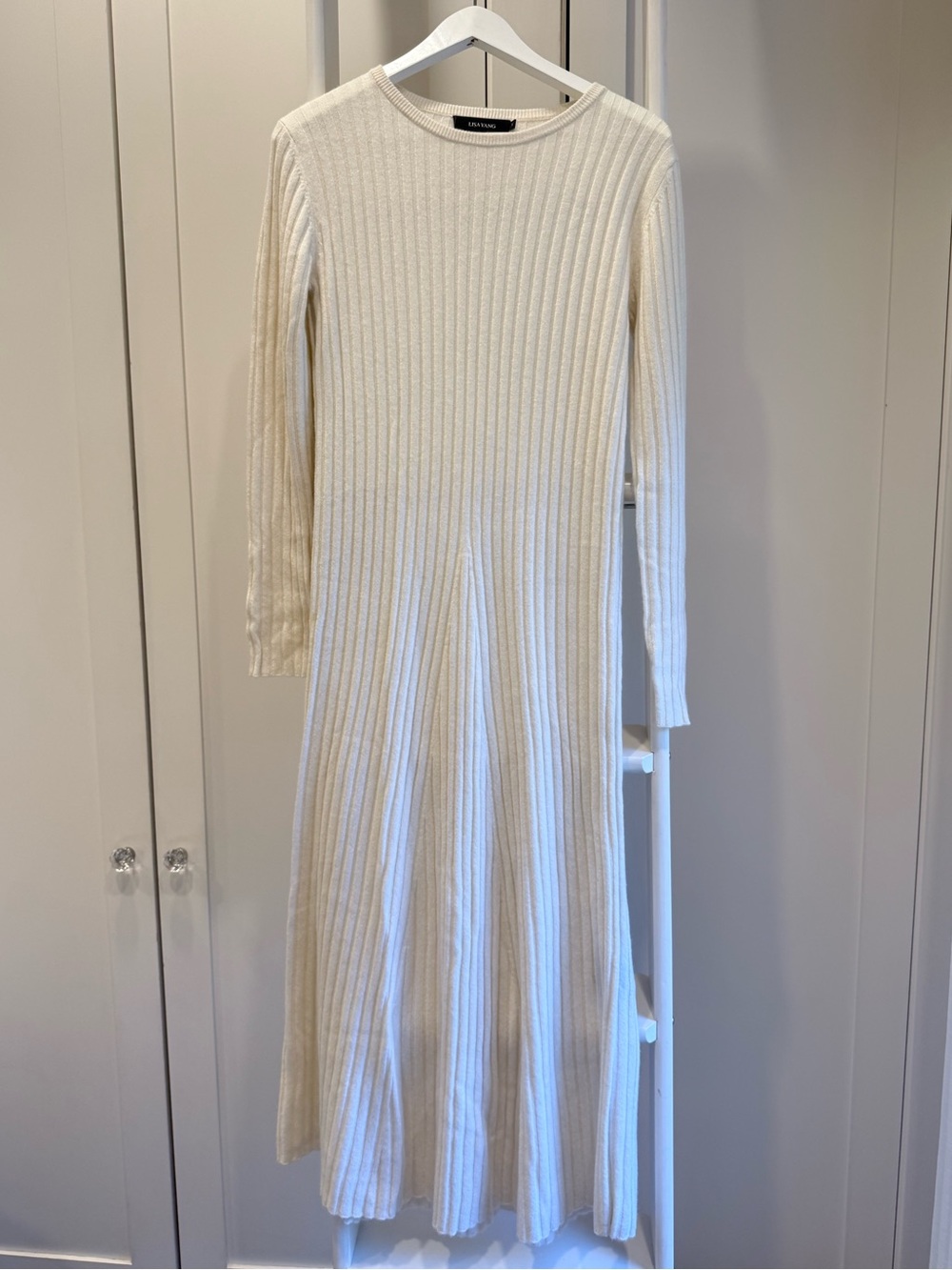 Lisa Yang Ivory Ribbed Cashmere Midi Dress size 1